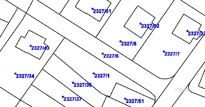 Parcela st. 2327/6 v KÚ Nová Paka, Katastrální mapa