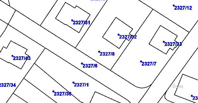 Parcela st. 2327/8 v KÚ Nová Paka, Katastrální mapa