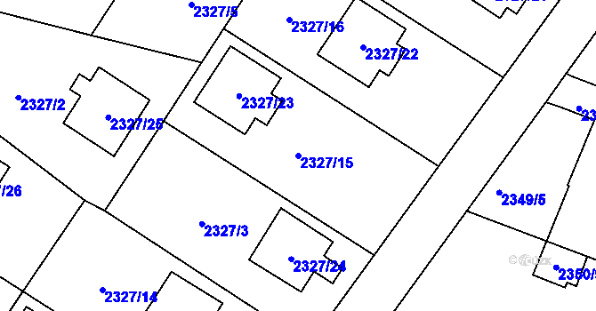 Parcela st. 2327/15 v KÚ Nová Paka, Katastrální mapa