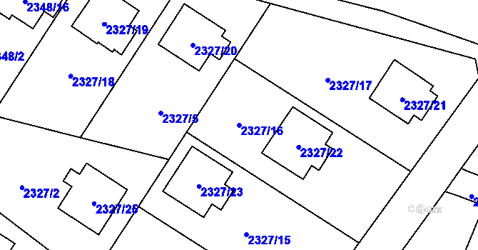 Parcela st. 2327/16 v KÚ Nová Paka, Katastrální mapa