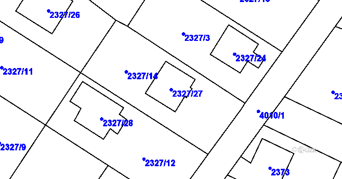 Parcela st. 2327/27 v KÚ Nová Paka, Katastrální mapa