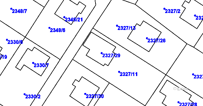 Parcela st. 2327/29 v KÚ Nová Paka, Katastrální mapa