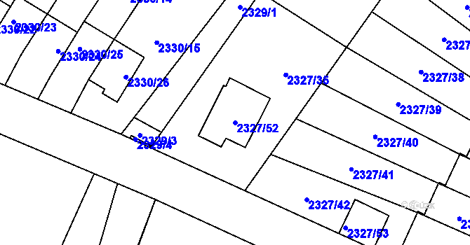 Parcela st. 2327/52 v KÚ Nová Paka, Katastrální mapa