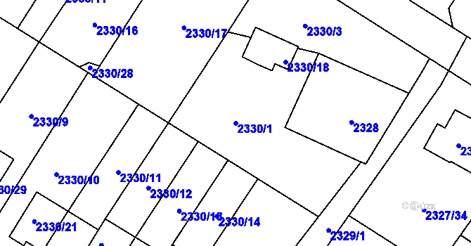 Parcela st. 2330/1 v KÚ Nová Paka, Katastrální mapa