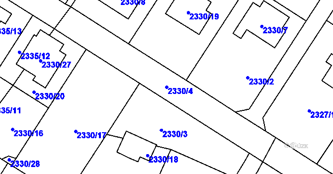 Parcela st. 2330/4 v KÚ Nová Paka, Katastrální mapa