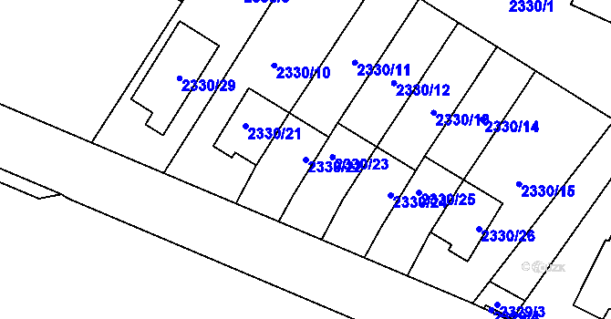 Parcela st. 2330/22 v KÚ Nová Paka, Katastrální mapa