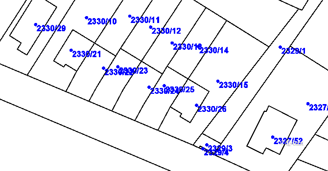 Parcela st. 2330/25 v KÚ Nová Paka, Katastrální mapa