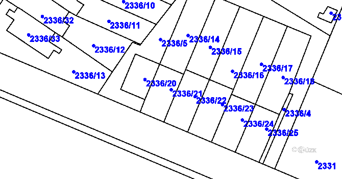 Parcela st. 2336/21 v KÚ Nová Paka, Katastrální mapa