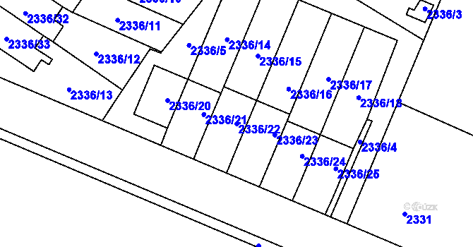 Parcela st. 2336/22 v KÚ Nová Paka, Katastrální mapa