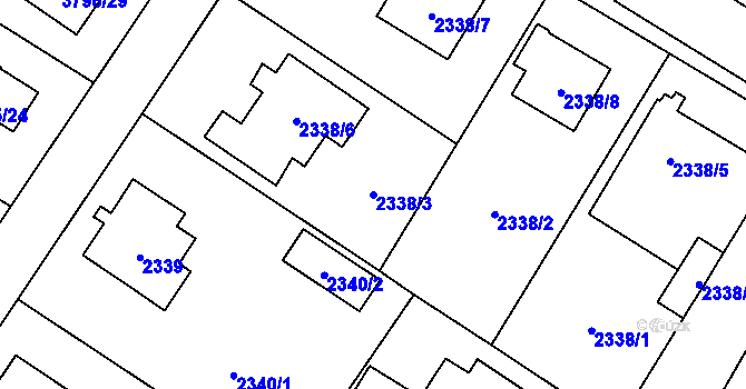 Parcela st. 2338/3 v KÚ Nová Paka, Katastrální mapa