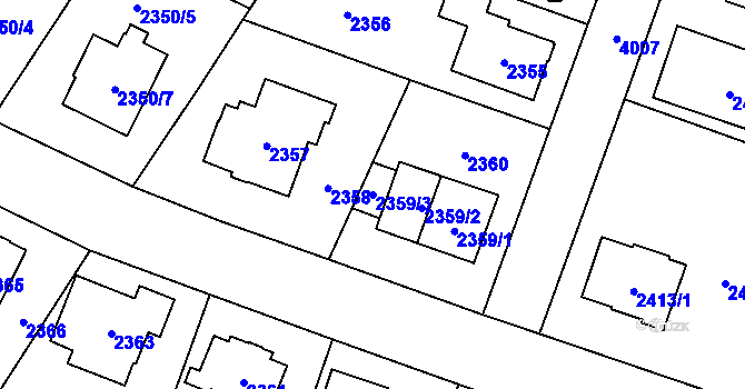 Parcela st. 2359/3 v KÚ Nová Paka, Katastrální mapa