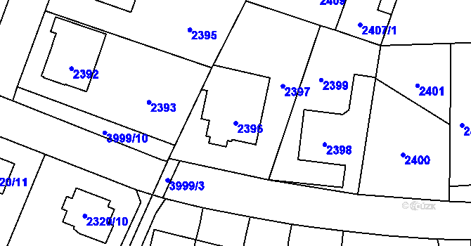 Parcela st. 2396 v KÚ Nová Paka, Katastrální mapa