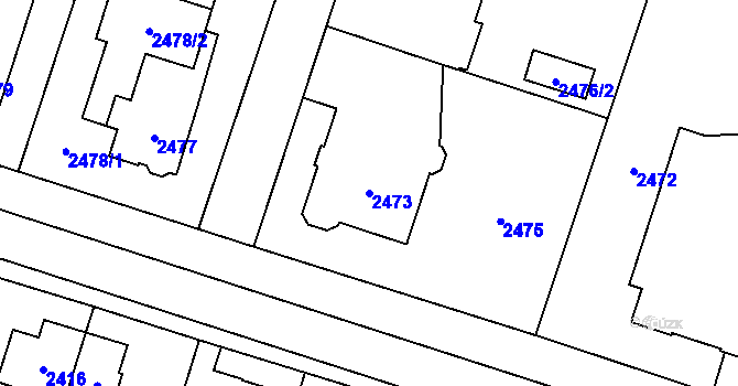 Parcela st. 2473 v KÚ Nová Paka, Katastrální mapa