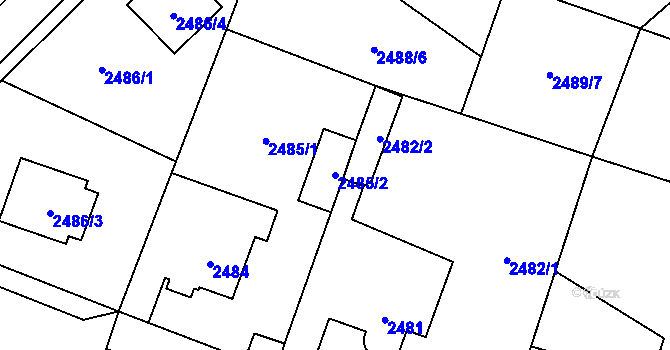 Parcela st. 2485/2 v KÚ Nová Paka, Katastrální mapa