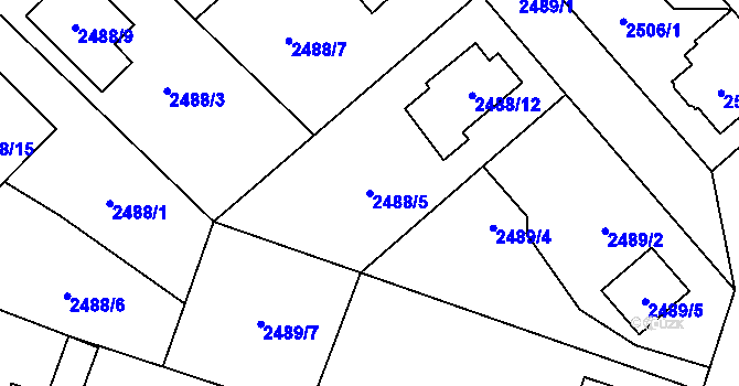 Parcela st. 2488/5 v KÚ Nová Paka, Katastrální mapa