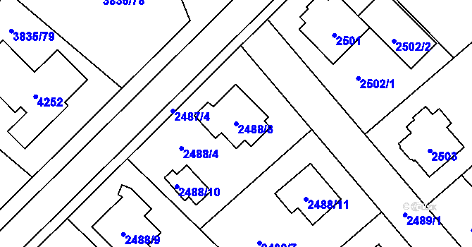 Parcela st. 2488/8 v KÚ Nová Paka, Katastrální mapa