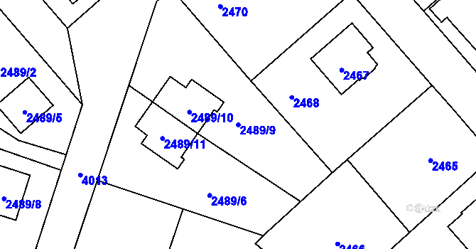 Parcela st. 2489/9 v KÚ Nová Paka, Katastrální mapa
