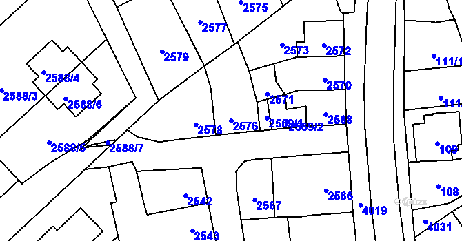 Parcela st. 2576 v KÚ Nová Paka, Katastrální mapa