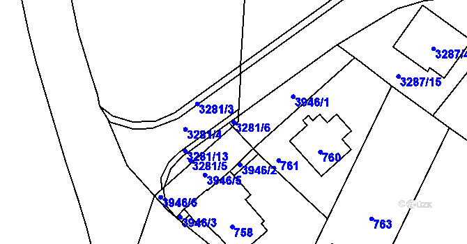 Parcela st. 3281/6 v KÚ Nová Paka, Katastrální mapa