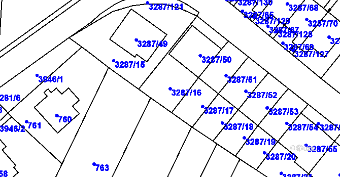 Parcela st. 3287/16 v KÚ Nová Paka, Katastrální mapa
