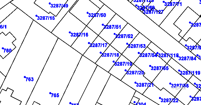 Parcela st. 3287/18 v KÚ Nová Paka, Katastrální mapa