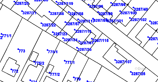 Parcela st. 3287/61 v KÚ Nová Paka, Katastrální mapa