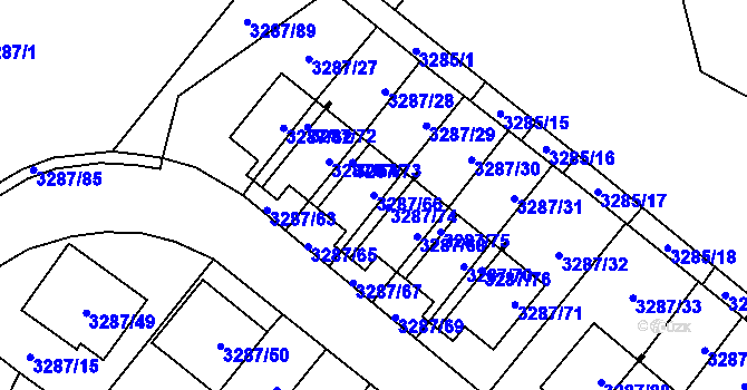 Parcela st. 3287/66 v KÚ Nová Paka, Katastrální mapa