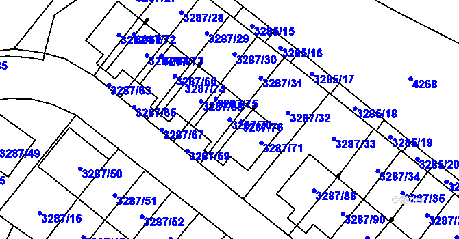 Parcela st. 3287/70 v KÚ Nová Paka, Katastrální mapa