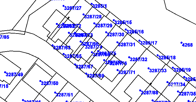 Parcela st. 3287/75 v KÚ Nová Paka, Katastrální mapa