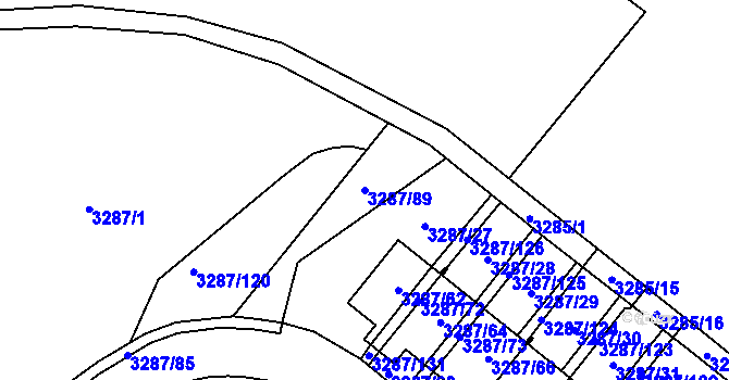 Parcela st. 3287/89 v KÚ Nová Paka, Katastrální mapa