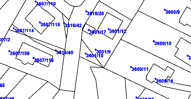 Parcela st. 3601/9 v KÚ Nová Paka, Katastrální mapa