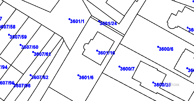 Parcela st. 3601/16 v KÚ Nová Paka, Katastrální mapa