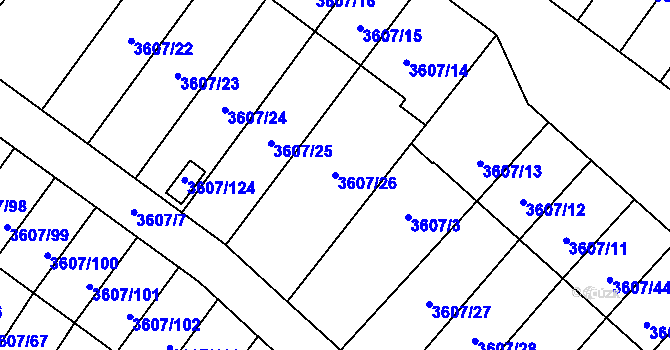 Parcela st. 3607/26 v KÚ Nová Paka, Katastrální mapa