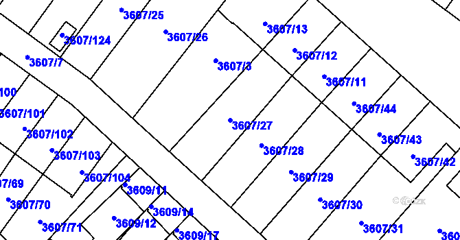 Parcela st. 3607/27 v KÚ Nová Paka, Katastrální mapa