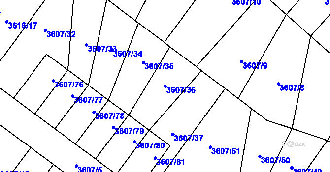 Parcela st. 3607/36 v KÚ Nová Paka, Katastrální mapa