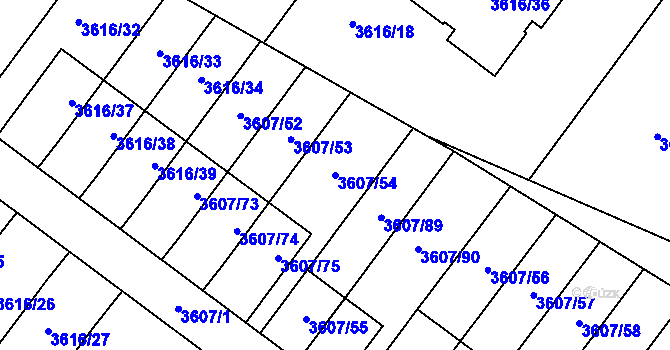 Parcela st. 3607/54 v KÚ Nová Paka, Katastrální mapa