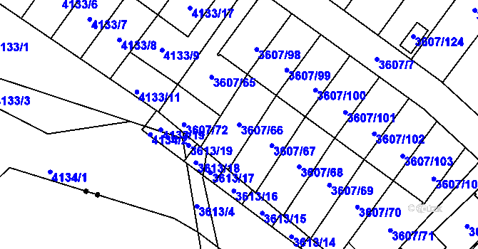 Parcela st. 3607/66 v KÚ Nová Paka, Katastrální mapa