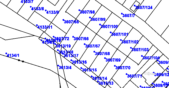 Parcela st. 3607/67 v KÚ Nová Paka, Katastrální mapa