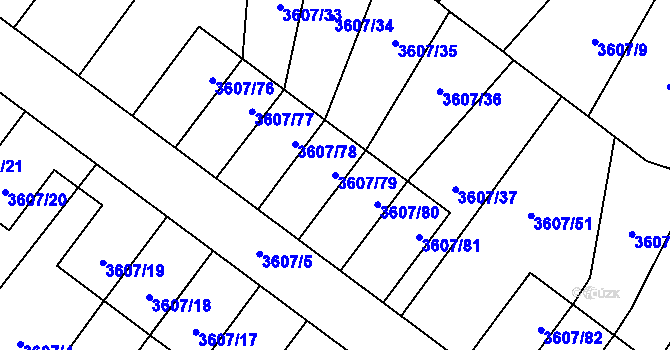 Parcela st. 3607/79 v KÚ Nová Paka, Katastrální mapa