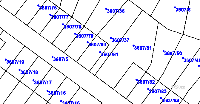 Parcela st. 3607/81 v KÚ Nová Paka, Katastrální mapa