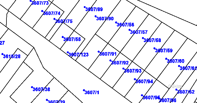 Parcela st. 3607/91 v KÚ Nová Paka, Katastrální mapa