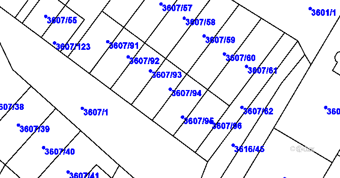 Parcela st. 3607/94 v KÚ Nová Paka, Katastrální mapa