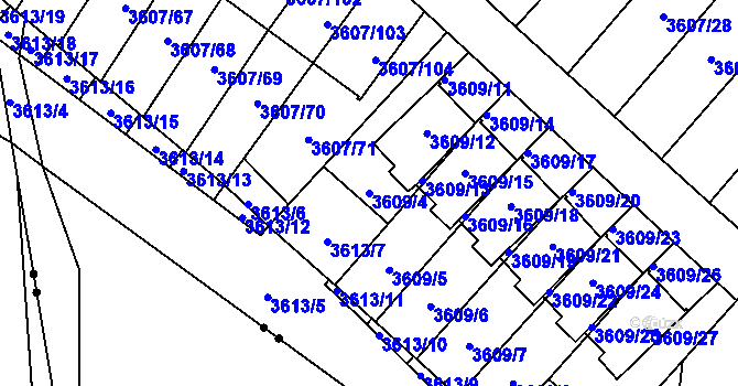 Parcela st. 3609/4 v KÚ Nová Paka, Katastrální mapa