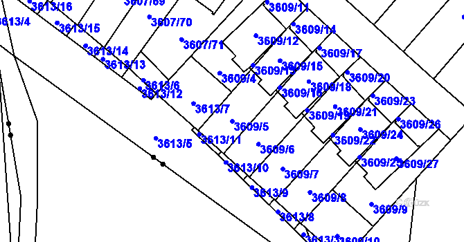 Parcela st. 3609/5 v KÚ Nová Paka, Katastrální mapa