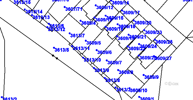Parcela st. 3609/6 v KÚ Nová Paka, Katastrální mapa