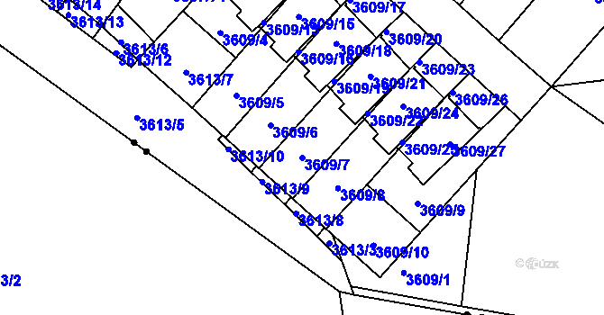 Parcela st. 3609/7 v KÚ Nová Paka, Katastrální mapa