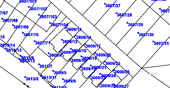 Parcela st. 3609/17 v KÚ Nová Paka, Katastrální mapa