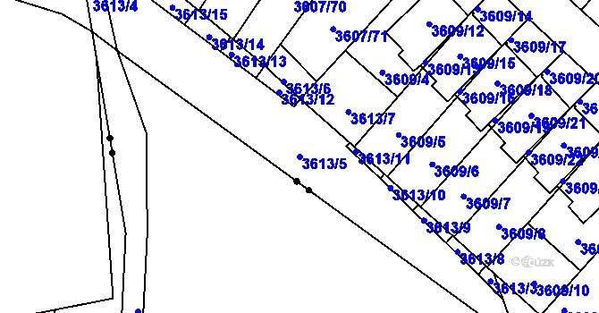 Parcela st. 3613/5 v KÚ Nová Paka, Katastrální mapa