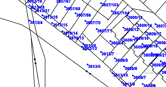 Parcela st. 3613/6 v KÚ Nová Paka, Katastrální mapa
