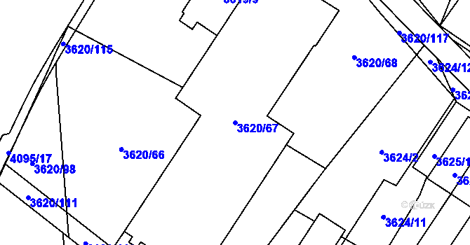 Parcela st. 3620/67 v KÚ Nová Paka, Katastrální mapa